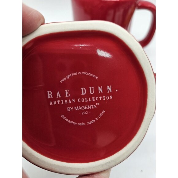 Rae Dunn Artisan Collection Magenta Christmas Coffee Cups Mug Pair  Cheer, Ho,Ho - Picture 10 of 10